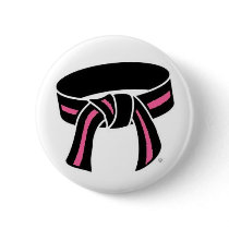 Pink Striped Black Belt Button