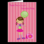 Pink, Striped, Bowling Girl Thank You cards