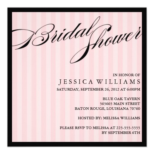 Pink Striped Bridal Shower Custom Announcements
