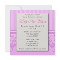 Pink Striped Damask Bridal Shower  Invitation