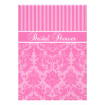 Pink Striped Damask Bridal Shower Invitation