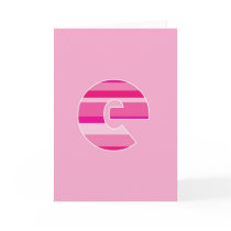Pink Striped Monogram - Letter E Cards