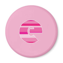 Pink Striped Monogram - Letter E magnets