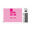 Pink Striped Monogram - Letter H postage by fantasian_angel Pink Striped Monogram - Letter H postage