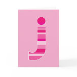 Pink Striped Monogram - Letter J Card