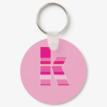 Pink Striped Monogram - Letter K keychains by fantasian_angel Pink Striped Monogram - Letter K keychains