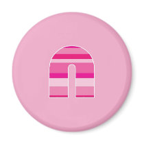 Pink Striped Monogram - Letter N magnets