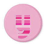 Pink Striped Monogram - Letter Y magnets