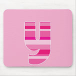 Pink Striped Monogram - Letter Y Mouse Mats