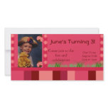 Pink Striped Photo Card Invitation