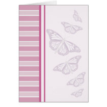 Pink Stripes and Butterflies Greeting Card