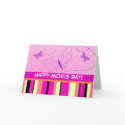 Pink Stripes and Butterflies Card by LorrieM Pink Stripes and Butterflies Card