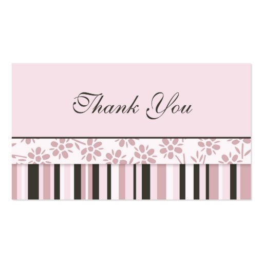 Pink Stripes and Floral Wedding Favor Tags Business Card Template (back side)