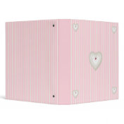 Pink Stripes and Hearts 1 inch Binder