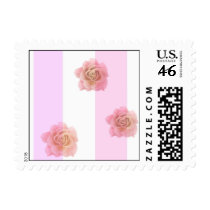Pink Stripes and Roses postage
