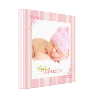 Pink Stripes Baby Girl Photo Wall Canvas Prints wrappedcanvas