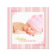 Pink Stripes Baby Girl Photo Wall Canvas Prints wrappedcanvas