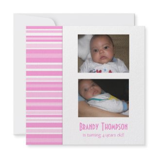 Pink Stripes Birthday Party Invitation invitation