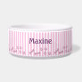 Pink Stripes, Bones And Pawprints Dog Bowls