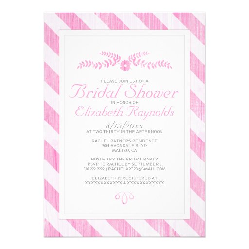 Pink Stripes Bridal Shower Invitations