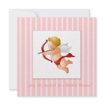 Pink Stripes - Cupid with Arrow Personalized Invitation