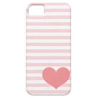 Pink Stripes &amp; Heart iPhone 5 Case