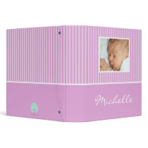 Pink Stripes New Baby Album Book Binder by CuddleTree Pink Stripes New Baby Album Book Binder