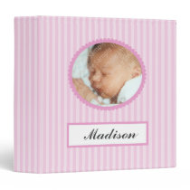 Pink Stripes New Baby Book Binder binders