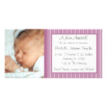 Pink Stripes New Baby Photo Card