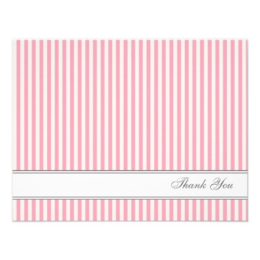 Pink Stripes Pattern Flat Thank You Note Cards Announcements