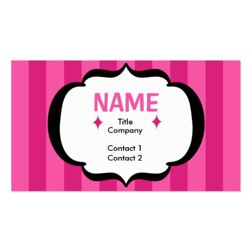 Pink Stripes Profile Card Business Card Template (front side)