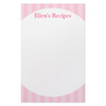 Pink Stripes Recipe Note Pad Customized Stationery