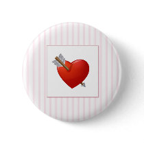 Pink Stripes - Red Valentine Heart buttons