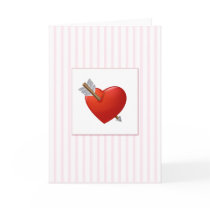 Pink Stripes - Red Valentine Heart cards