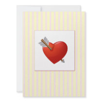 Pink Stripes - Red Valentine Heart invitations