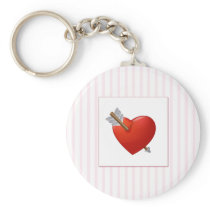 Pink Stripes - Red Valentine Heart keychains