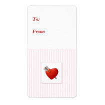 Pink Stripes - Red Valentine Heart labels