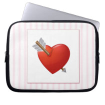 Pink Stripes - Red Valentine Heart laptop sleeves