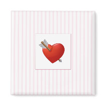Pink Stripes - Red Valentine Heart magnets