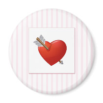 Pink Stripes - Red Valentine Heart magnets