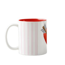 Pink Stripes - Red Valentine Heart mugs