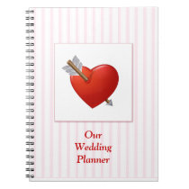 Pink Stripes - Red Valentine Heart notebooks