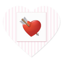 Pink Stripes - Red Valentine Heart stickers