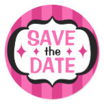 Pink Stripes Save the Date Sticker
