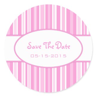 PInk Stripes Save The Date Stickers sticker