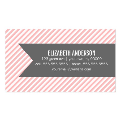 Pink Stripes Social Calling Cards Business Card Templates
