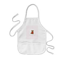Pink Stripes - Teddy Bear with Valentines Heart aprons