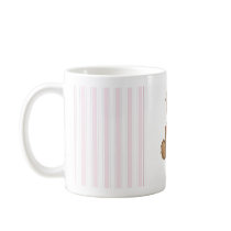 Pink Stripes - Teddy Bear with Valentines Heart mugs