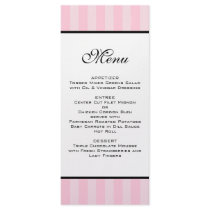 Pink Stripes Wedding Menu Customized Rack Card