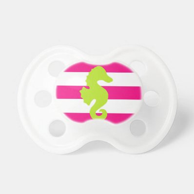 Pink stripes with seahorse BooginHead pacifier